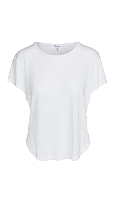 Frame Easy True Linen T-shirt In Blanc