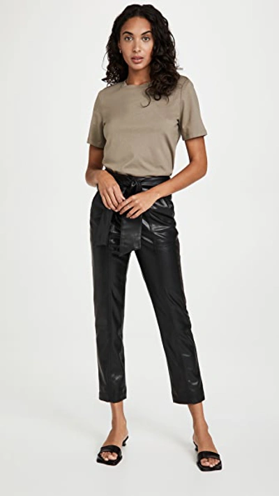 Shop Jonathan Simkhai Tessa Vegan Leather Tie Waist Pants In Black