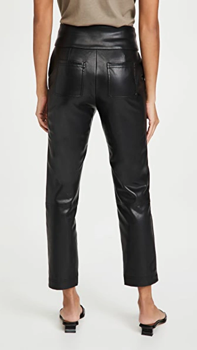 Shop Jonathan Simkhai Tessa Vegan Leather Tie Waist Pants In Black