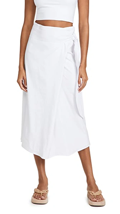Shop Vince Tie Front Linen Skirt In Optic White