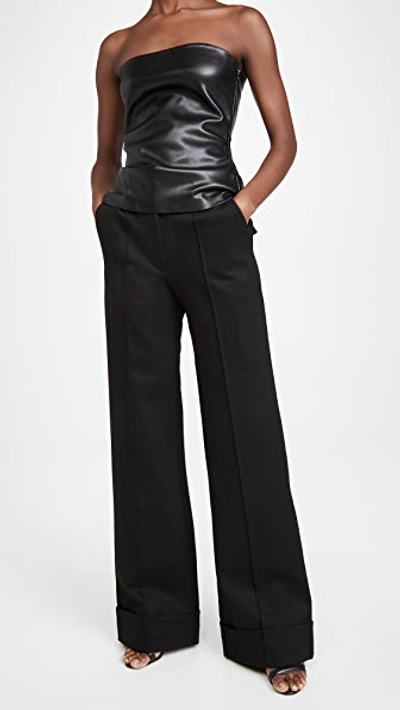 Susana Monaco Faux Leather Tube Top In Black