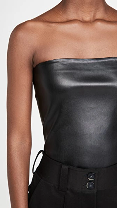 Susana Monaco Faux Leather Tube Top In Black