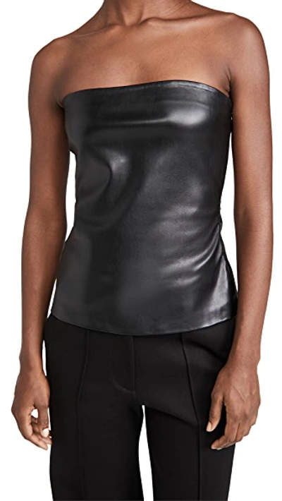 Susana Monaco Faux Leather Tube Top In Black