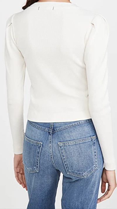 Amo Puff Sleeve Cardigan In Off White