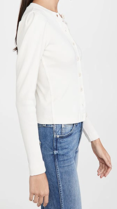 Amo Puff Sleeve Cardigan In Off White