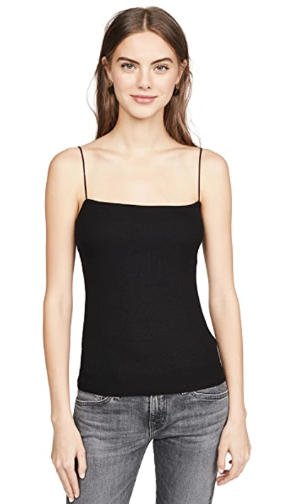 Shop Enza Costa Rib Strappy Essential Tank In Black