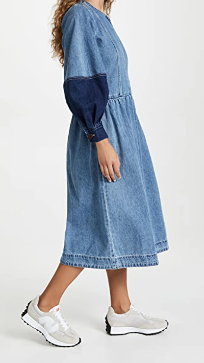 Sea Zariyah Zipped Denim Midi Dress In Mid Denim | ModeSens