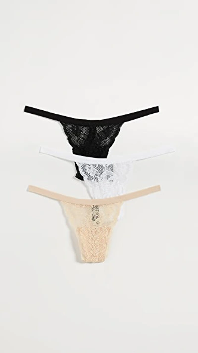 Shop Cosabella Never Say Never Thong 3 Pack In Black/blush/white