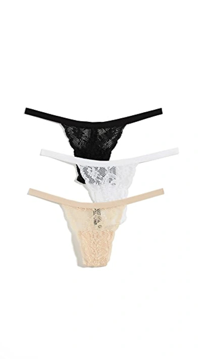 Shop Cosabella Never Say Never Thong 3 Pack In Black/blush/white