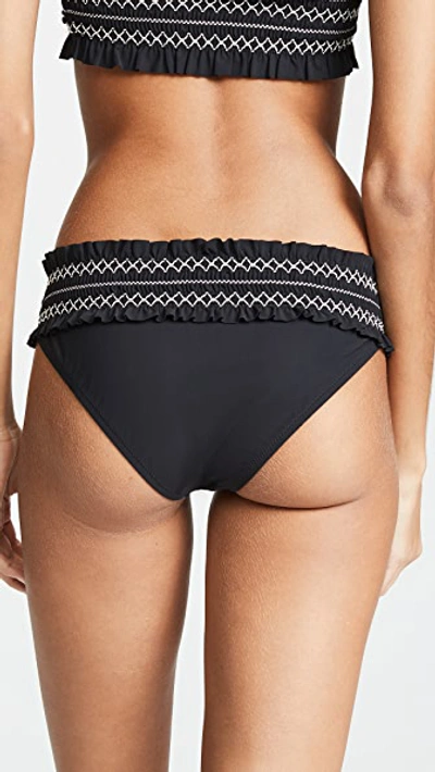 Shop Tory Burch Costa Hipster Bikini Bottoms Black/new Ivory Xs