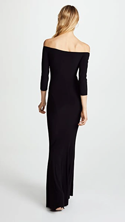 Norma Kamali Norma Kulture Off The Shoulder Fishtail Gown In Black