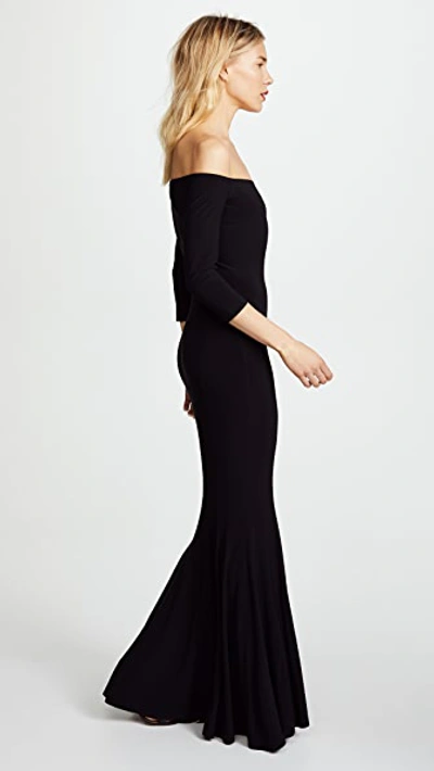 Norma Kamali Norma Kulture Off The Shoulder Fishtail Gown In Black