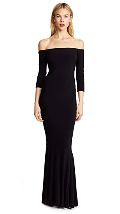 Norma Kamali Norma Kulture Off The Shoulder Fishtail Gown In Black