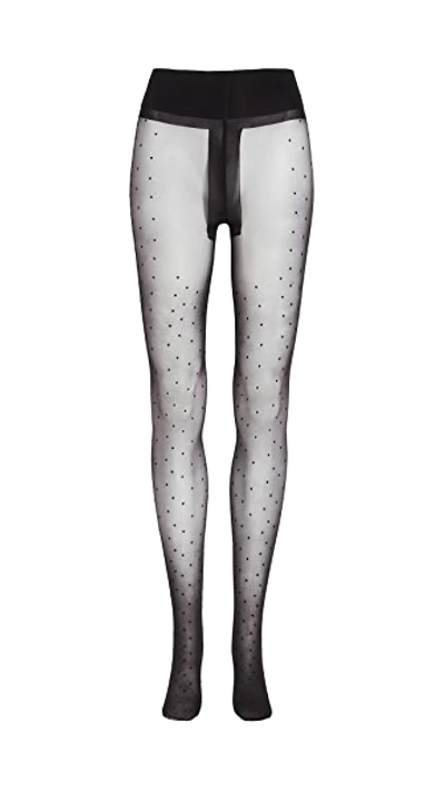 Shop Stems Paris Edit - Sheer & Double Dots Tights In Black