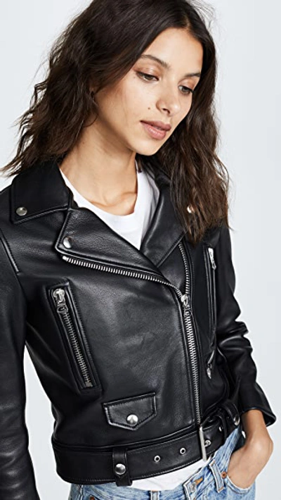 Shop Acne Studios Leather Mock Jacket Black