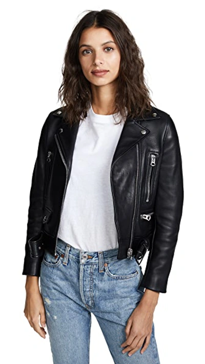 Shop Acne Studios Leather Mock Jacket Black