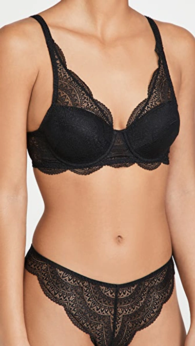 Shop Simone Perele Karma 3d Molded With Triangle Lace Bra Black