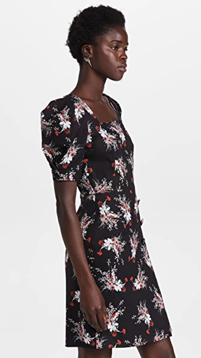 Shop Adam Lippes Puff Sleeve Mini Dress In Printed Cotton Twill