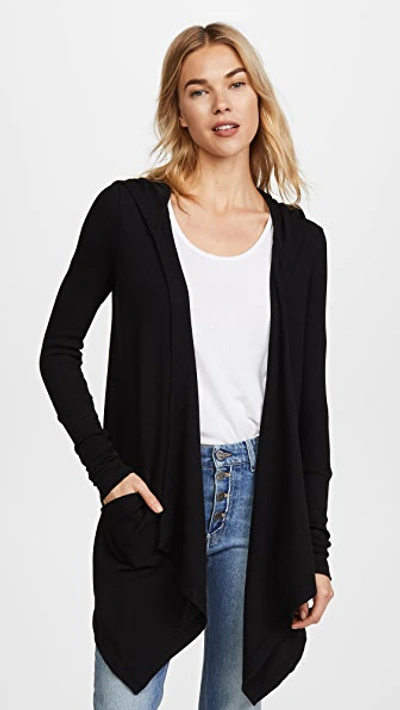 Shop Splendid Thermal Cardigan With Hood Black