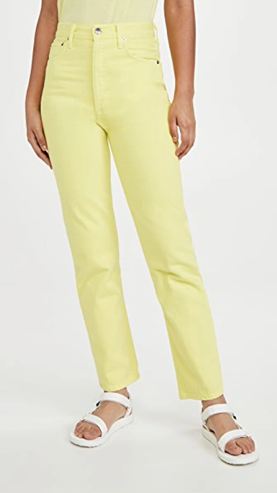 Shop Agolde 90's Pinch Waist High Rise Straight Jeans In Limeade