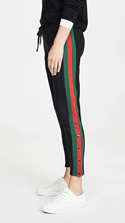 Plush Fleece Lined Tuxedo Track Pants In Blank/red/green