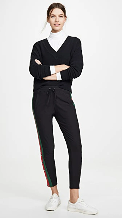 Plush Fleece Lined Tuxedo Track Pants In Blank/red/green