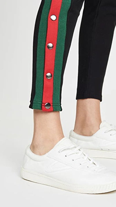 Plush Fleece Lined Tuxedo Track Pants In Blank/red/green