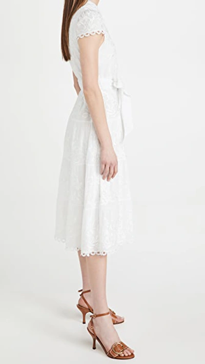 Shop Alice And Olivia Vannessa Midi Dress In Off White