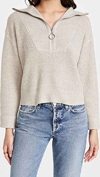 Shop Line & Dot Emily Half Zip Sweater In Taupe Multi