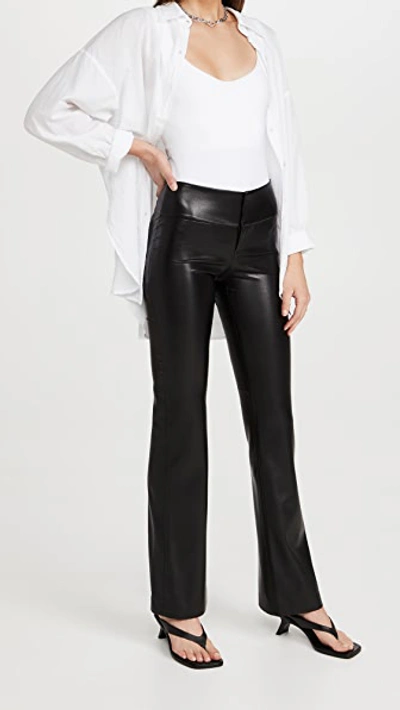 Alice And Olivia Olivia Black Flared Faux Leather Trousers In Black