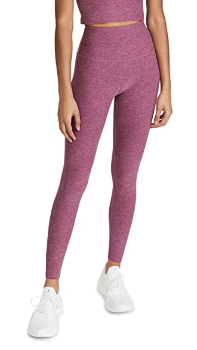 Beyond Yoga Space-dye High Waist Capri Legging In Pale Plum Heather