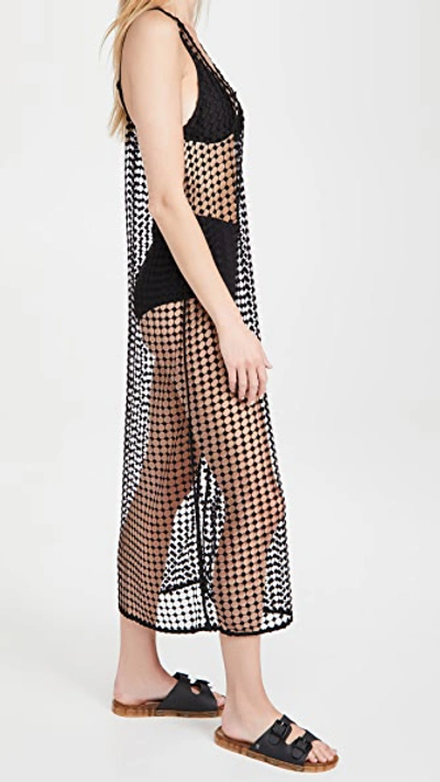 Shop Ganni Grid Lace Dress In Black