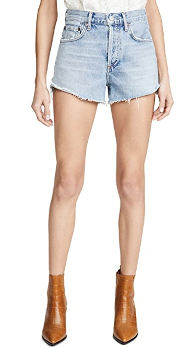 Agolde Parker Vintage Cutoff Shorts Riptide 32 In Blue