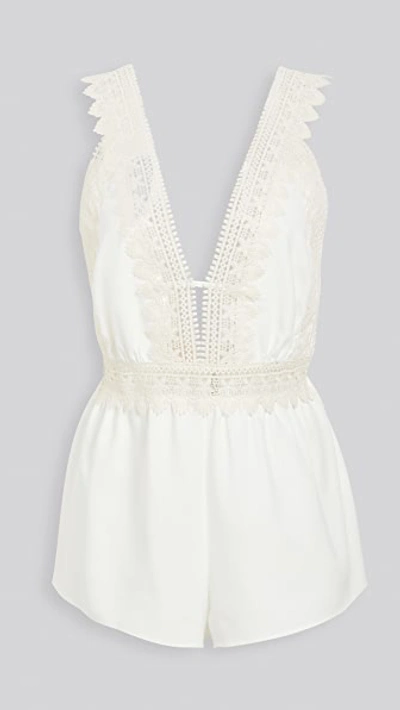 Shop Flora Nikrooz Matte Romper With Crochet Trim Ivory