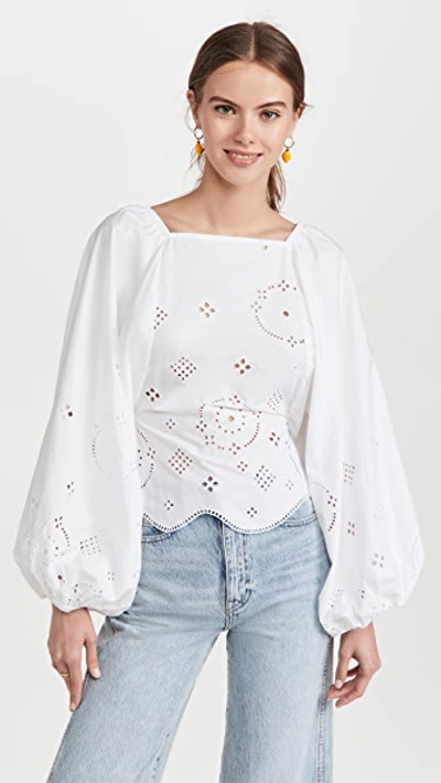 Shop Ganni Broderie Anglaise Blouse