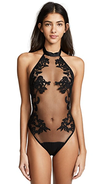Thistle & Spire Valentines Day Cornelia Thong Bodysuit In Black