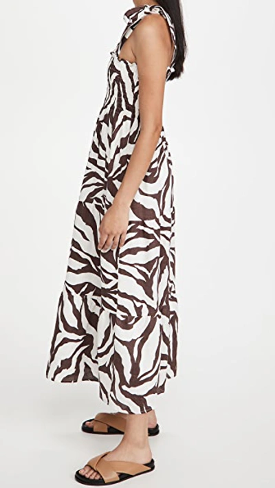 Faithfull The Brand + Net Sustain Rianne Tie-detailed Tiered Zebra-print  Linen Midi Dress In Javelina Animal Print | ModeSens