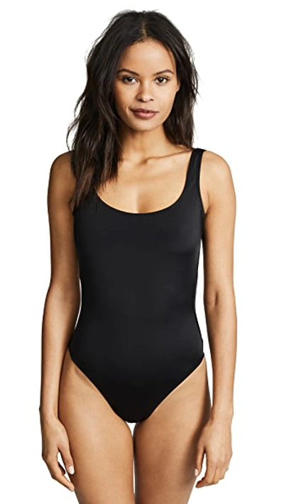 Shop Norma Kamali Super Low Back Mio Swimsuit Black