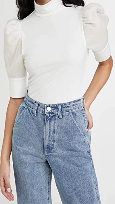 Shop Alice And Olivia Mckayla Turtleneck Crop Top In Off White