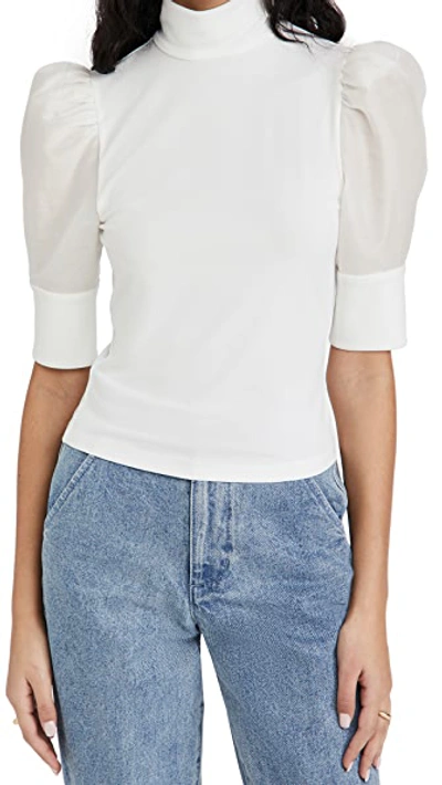 Shop Alice And Olivia Mckayla Turtleneck Crop Top In Off White