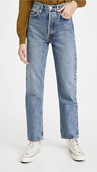 Agolde 90's Pinch Waist High Rise Straight Jeans In Navigate