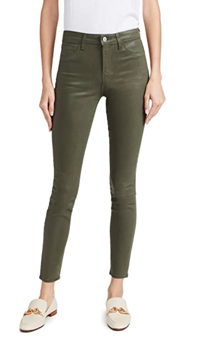 Shop L Agence Marguerite Skinny Jeans Ivy Green Coated