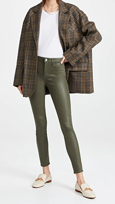 Shop L Agence Marguerite Skinny Jeans Ivy Green Coated