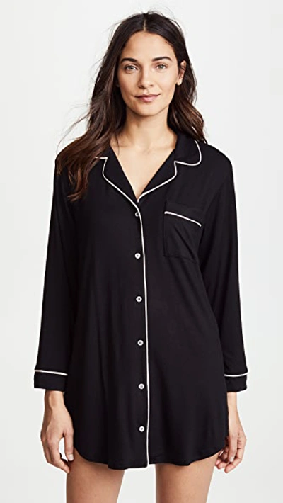 Shop Eberjey Gisele Sleep Shirt Black/sorbet Pink