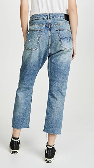 R13 Crossover Asymmetric Distressed High-rise Wide-leg Jeans In Jasper Blue