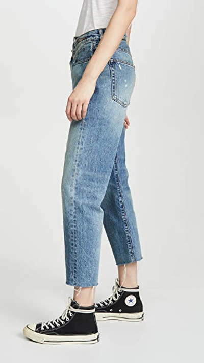 R13 Crossover Asymmetric Distressed High-rise Wide-leg Jeans In Jasper Blue