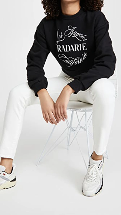 Shop Rodarte Radarte (rad) Emblem Cropped Sweatshirt In Black/white