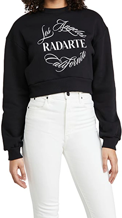 Shop Rodarte Radarte (rad) Emblem Cropped Sweatshirt In Black/white