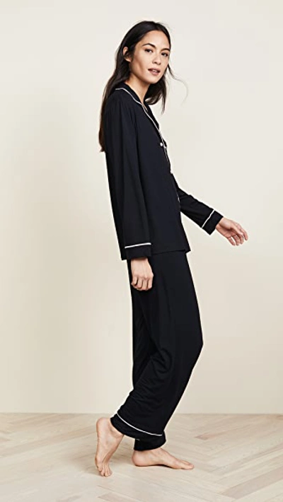 Eberjey Gisele Jersey Knit Pajamas In Black/sorbet Pink