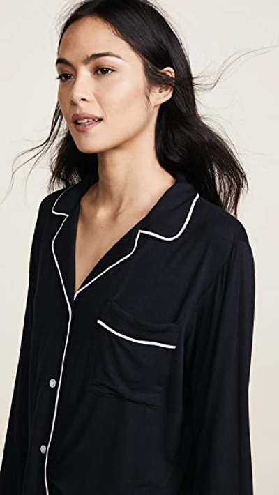 Eberjey Gisele Jersey Knit Pajamas In Black/sorbet Pink